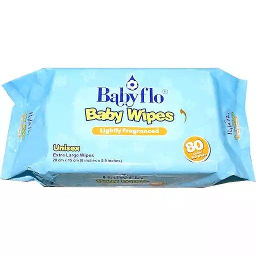 Babyflo Baby Wipes Lightly Fragranced - 80 pulls