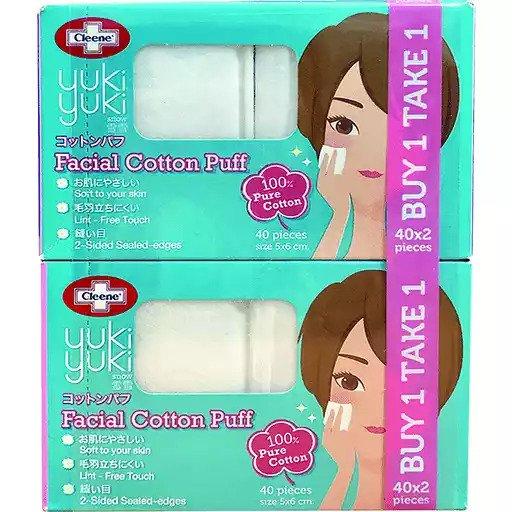 Cleene Yuki Yuki Facial Cotton Puff Buy1take1 40s