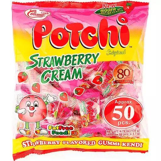 Columbia Potchi Strawberry Cream Gummi Candy - 50pcs