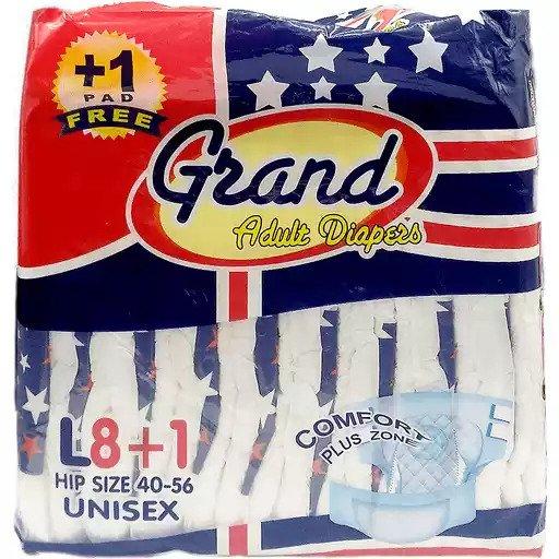 Grand Adult Diaper Large 8s+1sfree