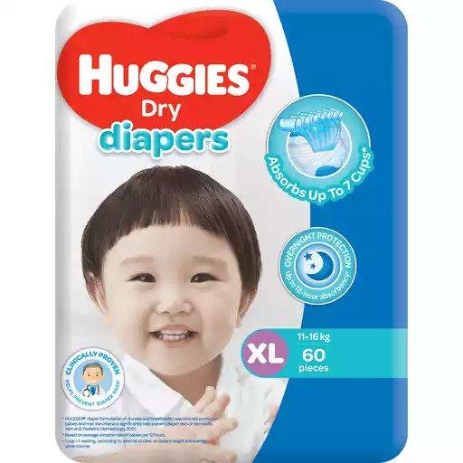 Huggies Dry Diapers Overnight Protection Xl 60s
