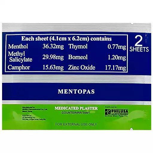 Mentopas Medicated Plasters 2s