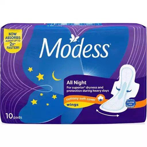 Modess All Night Cottony Soft Cover with Wings - 10pcs