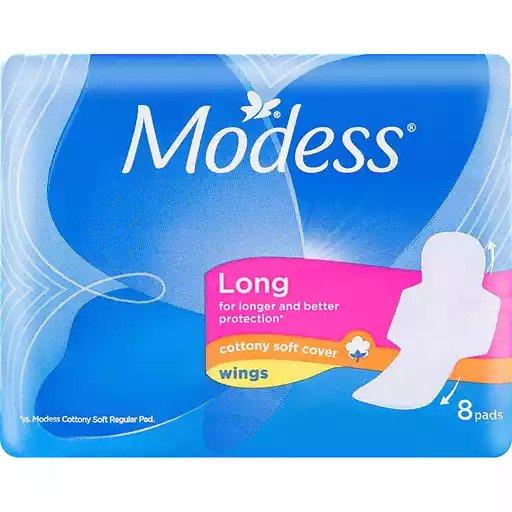 Modess Long Cottony Soft Cover with Wings - 8pcs