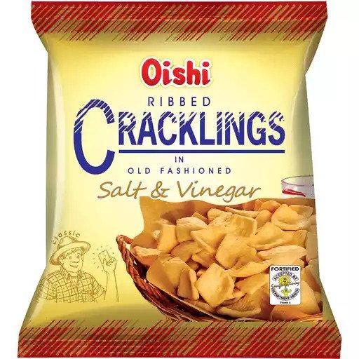 Oishi Ribbed Cracklings Salt & Vinegar - 24g
