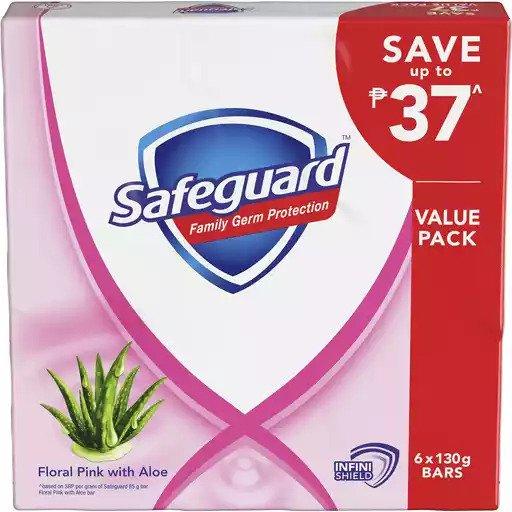 Safeguard Floral Pink with Aloe Vera 6pid Pack - 130g x 6pcs
