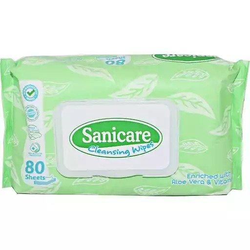 Sanicare Cleansing Wipes Aloevera & Vit E 80s