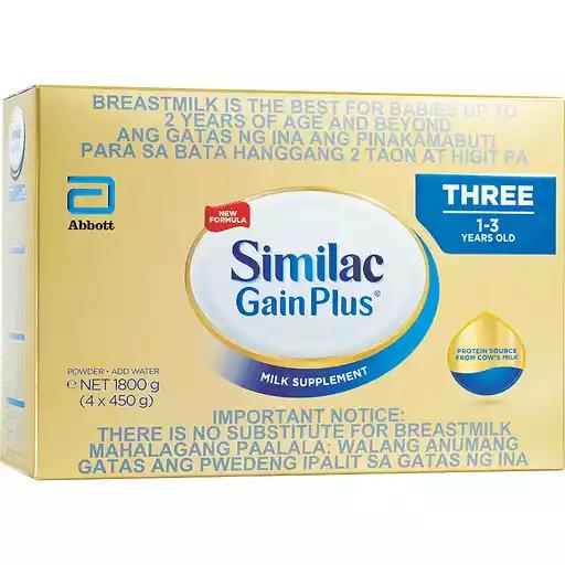 Similac Gain Plus Three (1-3 years) Milk Supplement - 1.8kg