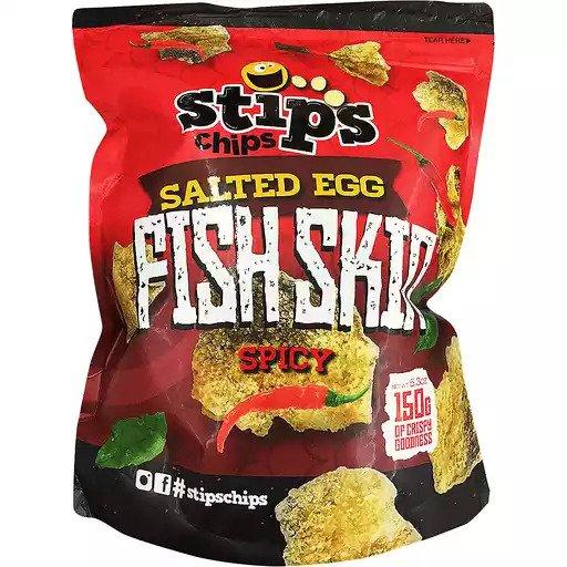 Stips Chips Salted Egg Fish Skin Spicy - 150g