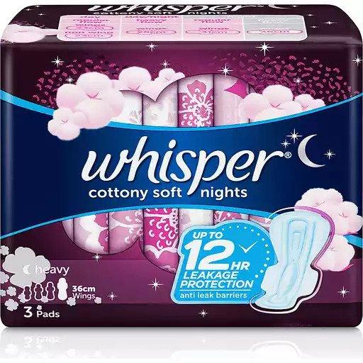 Whisper Heavy Flow Cottony Soft Nights with Wings 3s