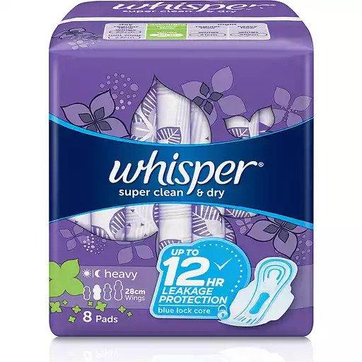Whisper Heavy Flow Super Clean & Dry with Wings 8s