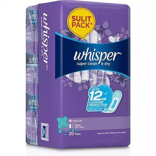 Whisper Regular Flow Super Clean & Dry Non-Wing 20s