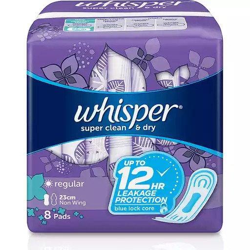 Whisper Regular Flow Super Clean & Dry Non-Wing 8s